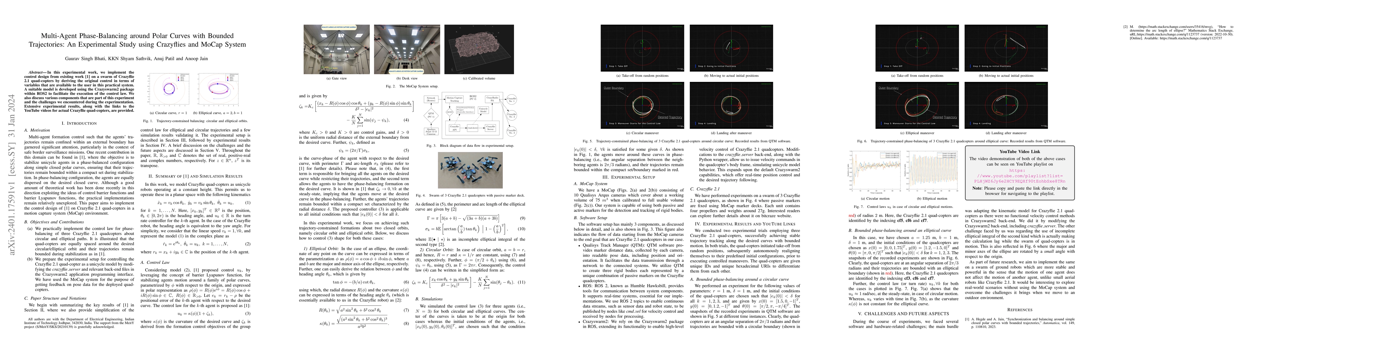 Thumbnail for Multi-Agent Phase-Balancing around Polar Curves with Bounded
  Trajectories: An Experimental Study using Crazyflies and MoCap System