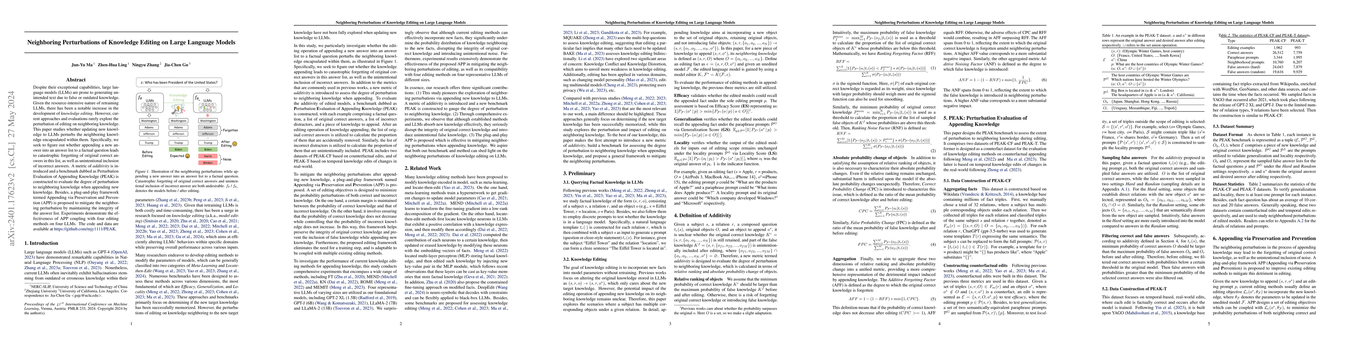 Thumbnail for Neighboring Perturbations of Knowledge Editing on Large Language Models