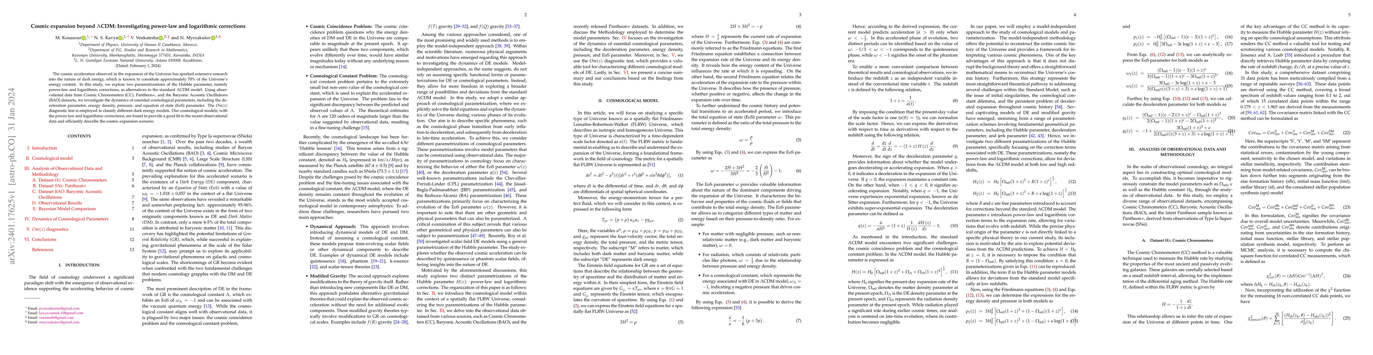 Thumbnail for Cosmic expansion beyond $\Lambda$CDM: Investigating power-law and
  logarithmic corrections
