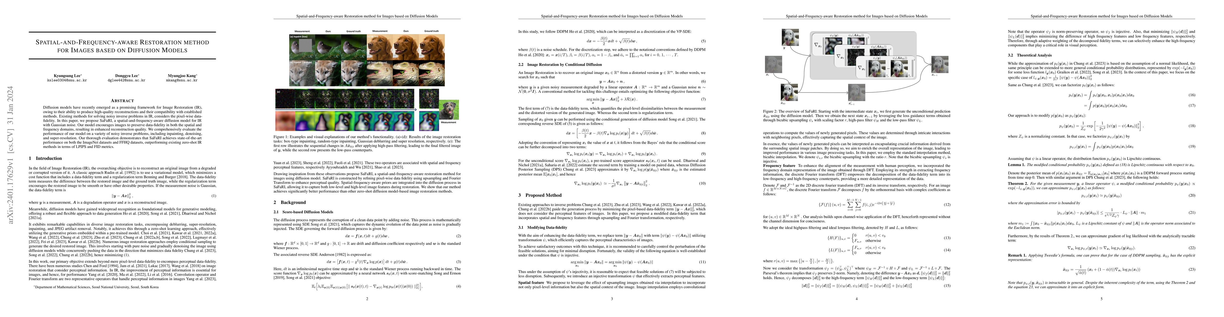 Thumbnail for Spatial-and-Frequency-aware Restoration method for Images based on
  Diffusion Models