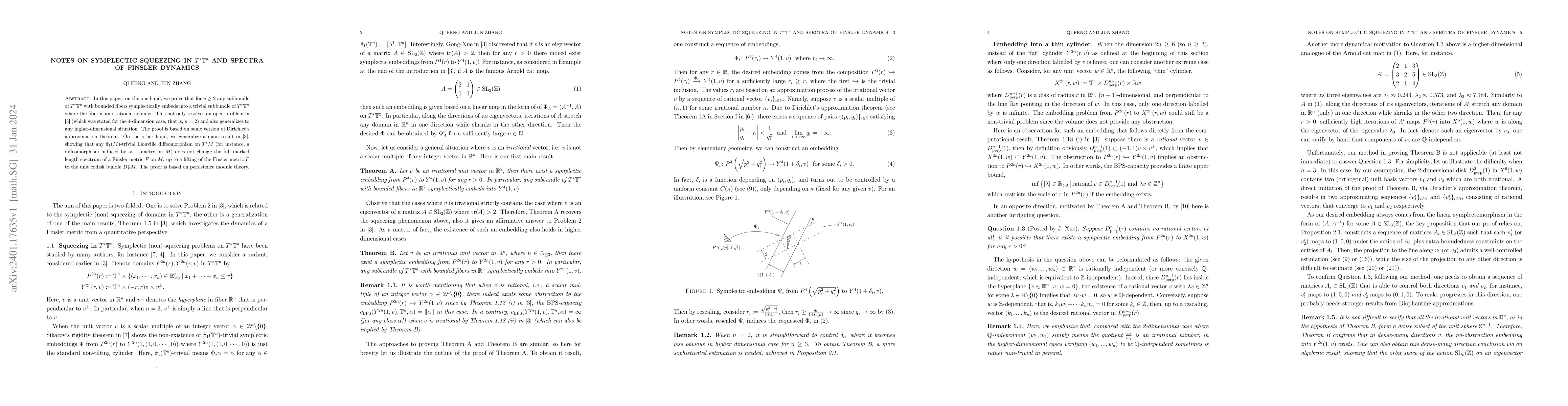 Thumbnail for Notes on symplectic squeezing in $T^* \mathbb T^n$ and spectra of
  Finsler dynamics