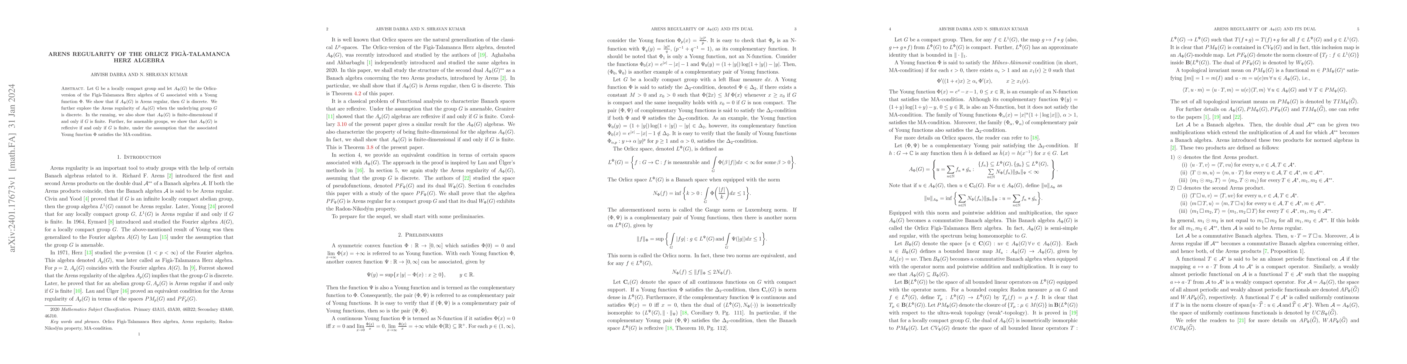 Thumbnail for Arens regularity of the Orlicz Fig\`a-Talamanca Herz Algebra