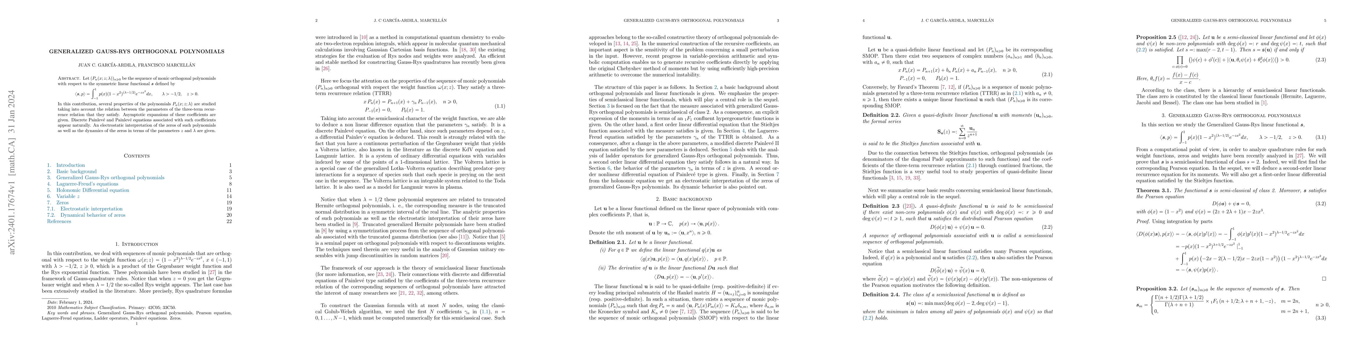 Thumbnail for Generalized Gauss-Rys orthogonal polynomials