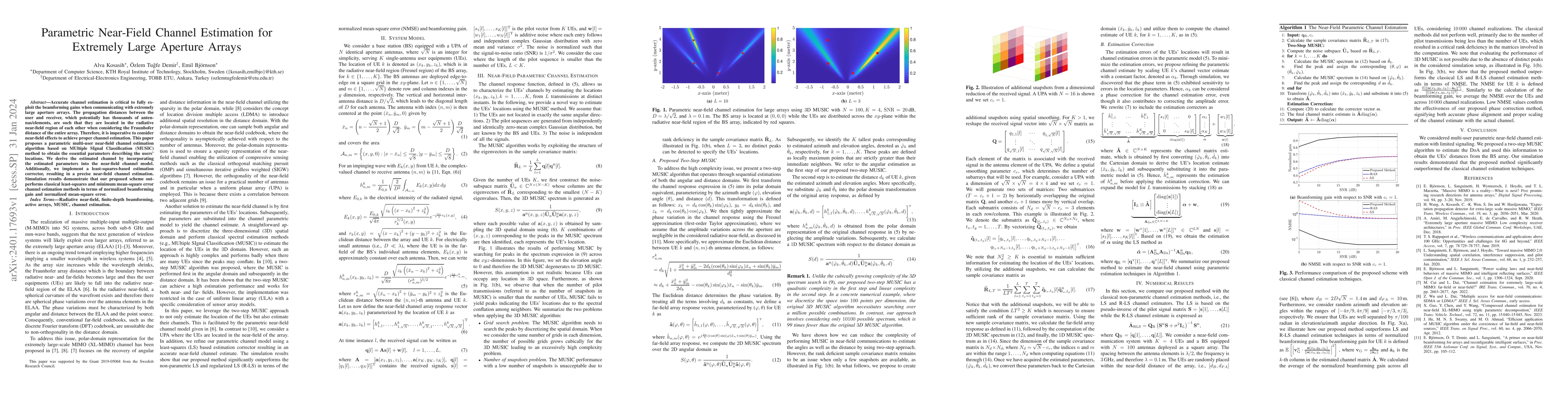 Thumbnail for Parametric Near-Field Channel Estimation for Extremely Large Aperture
  Arrays
