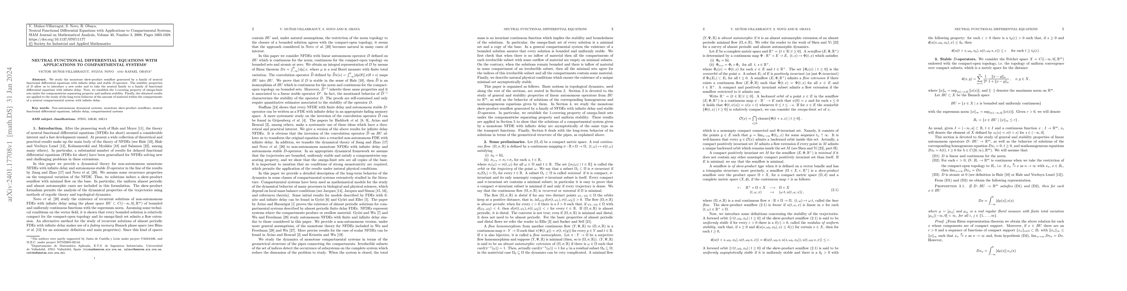 Thumbnail for Neutral Functional Differential Equations with Applications to
  Compartmental Systems