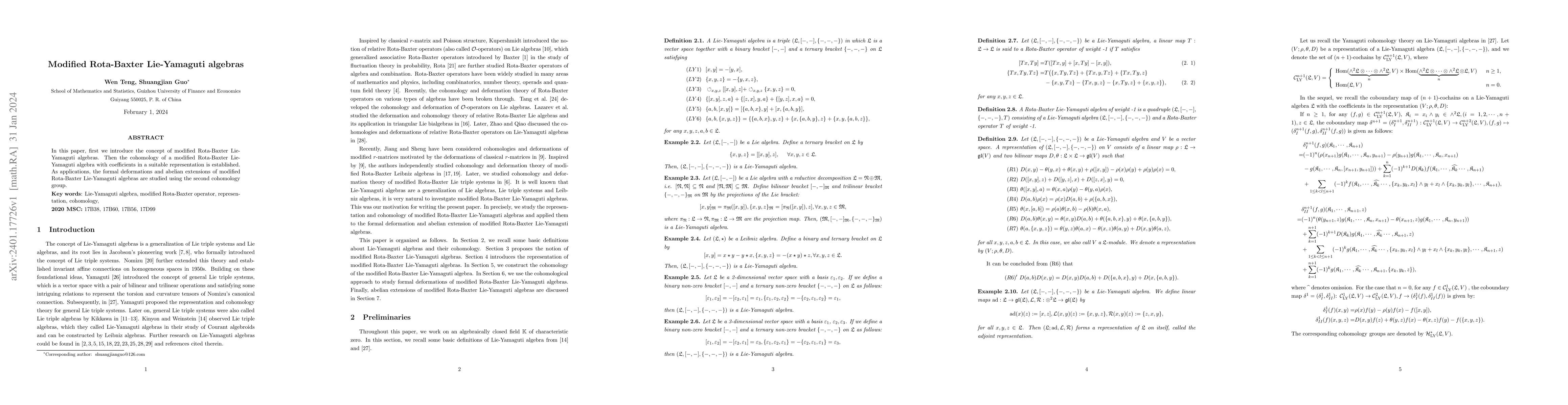 Thumbnail for Modified Rota-Baxter Lie-Yamaguti algebras