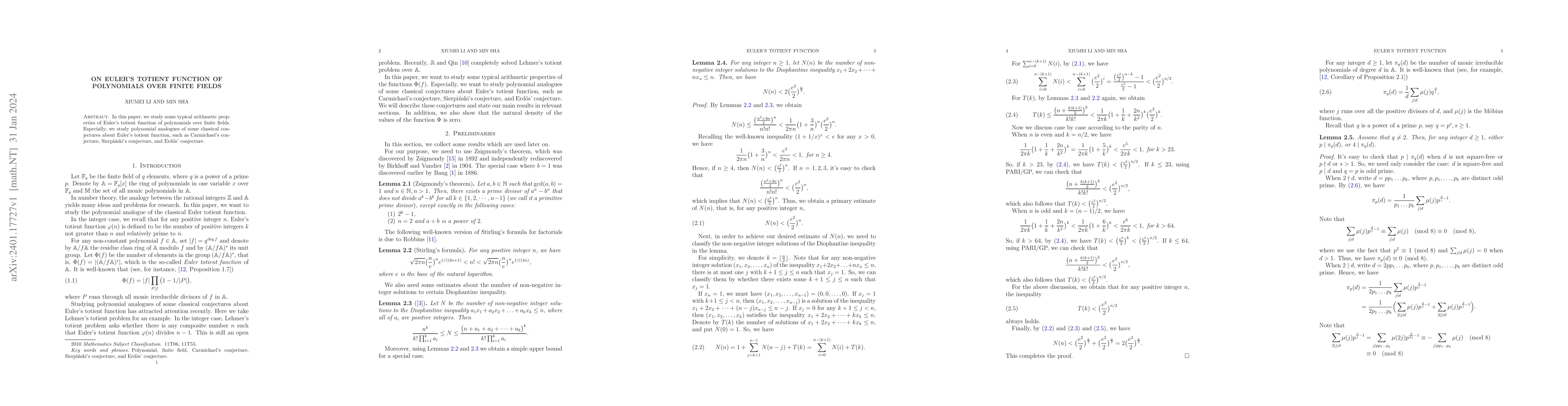 Thumbnail for On Euler's totient function of polynomials over finite fields