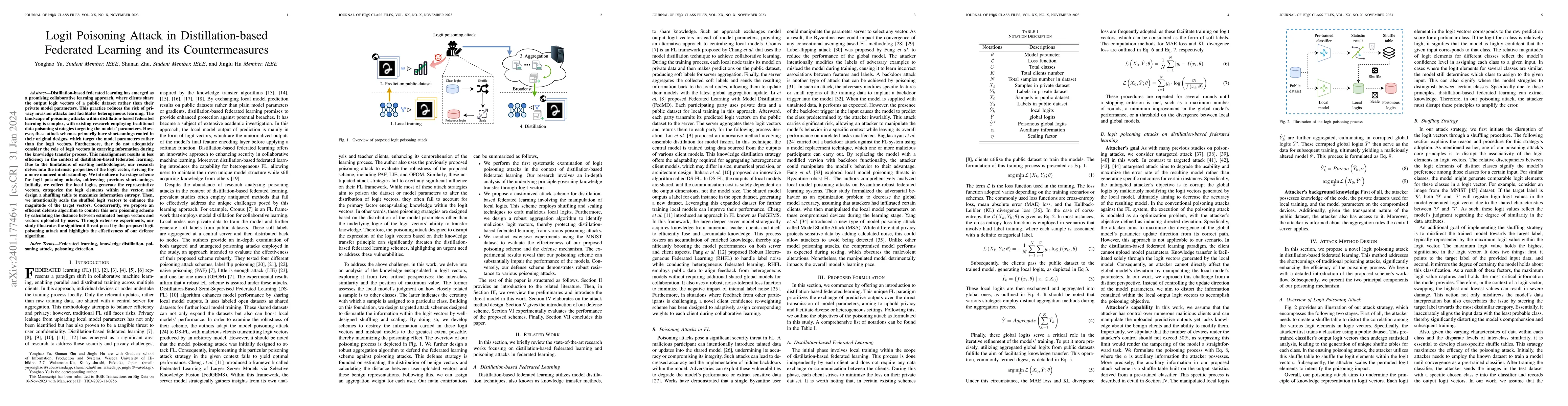 Thumbnail for Logit Poisoning Attack in Distillation-based Federated Learning and its
  Countermeasures