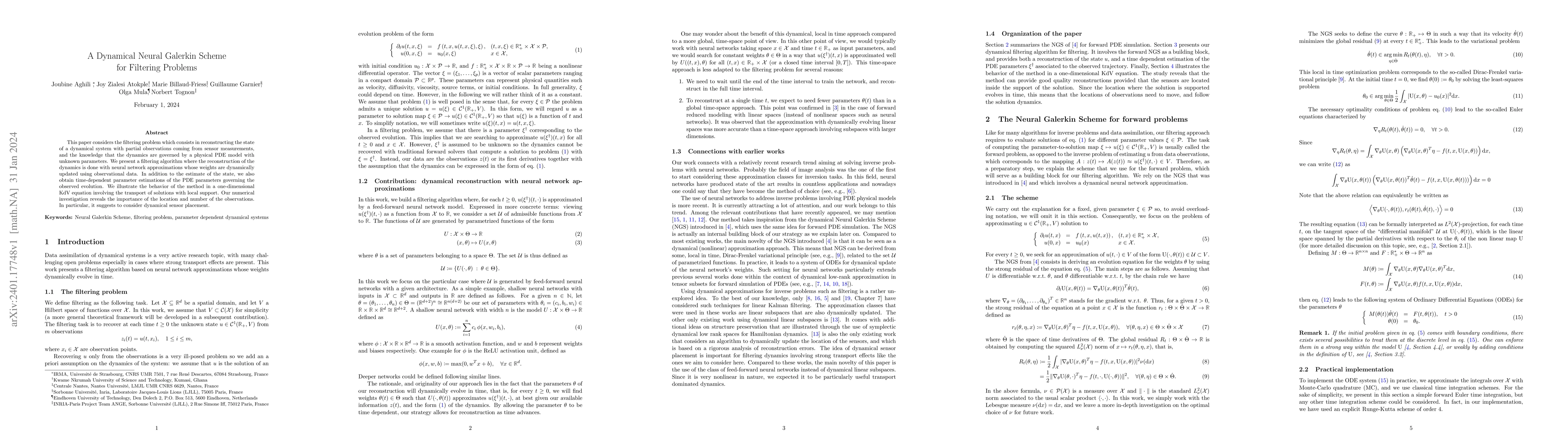 Thumbnail for A Dynamical Neural Galerkin Scheme for Filtering Problems