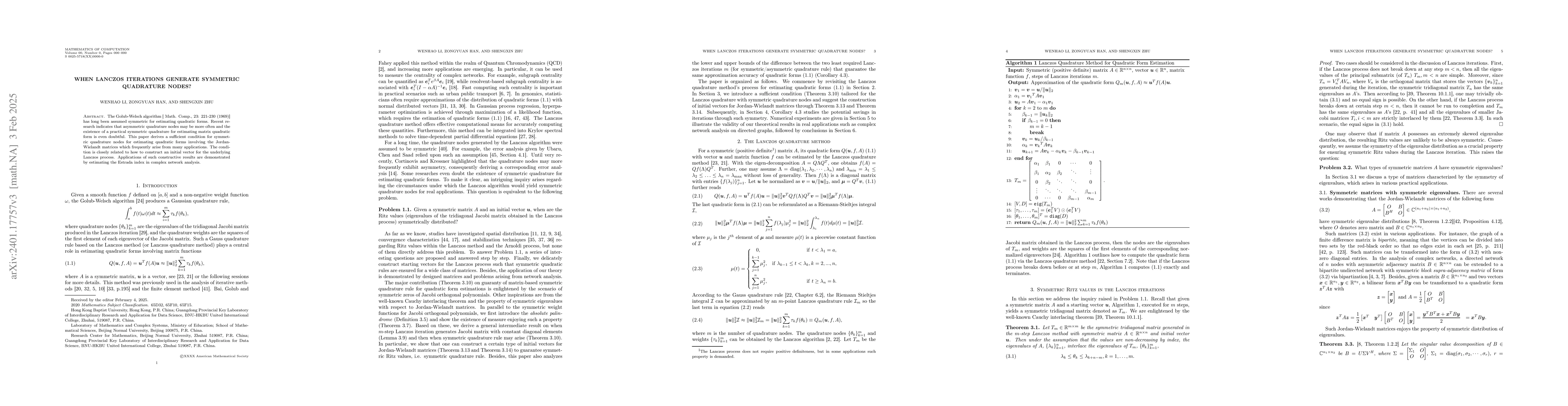 Thumbnail for Will Lanczos Iterations Generate Symmetric Quadrature Nodes?