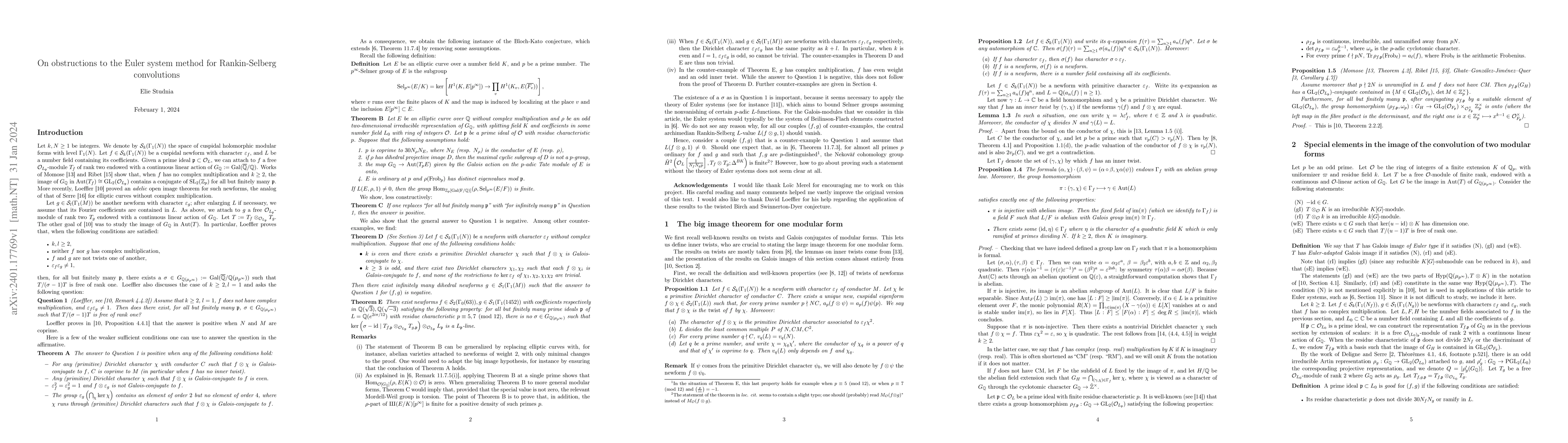 Thumbnail for On obstructions to the Euler system method for Rankin-Selberg
  convolutions
