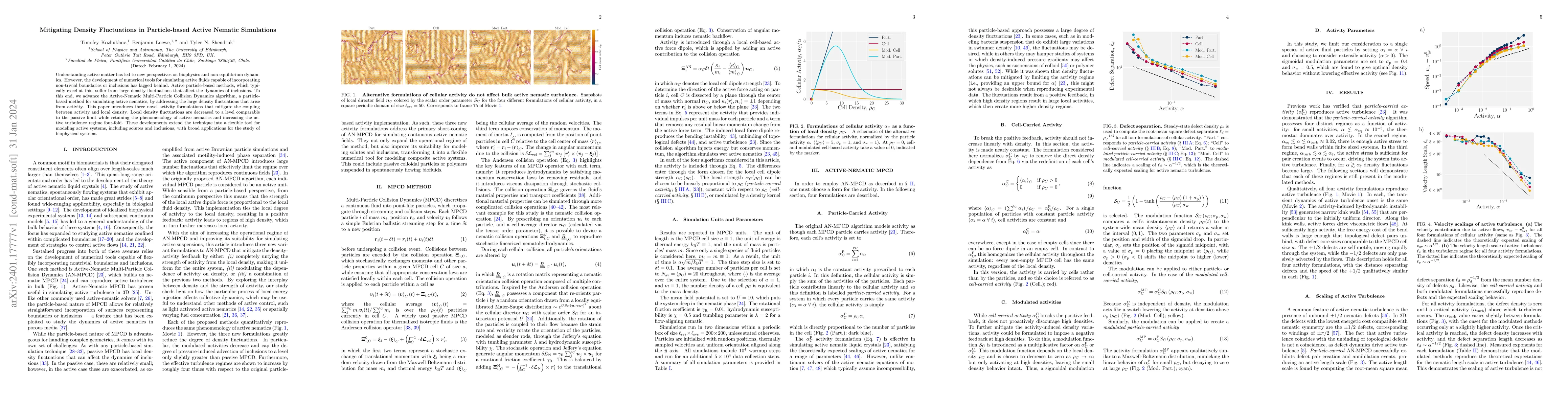Thumbnail for Mitigating Density Fluctuations in Particle-based Active Nematic
  Simulations