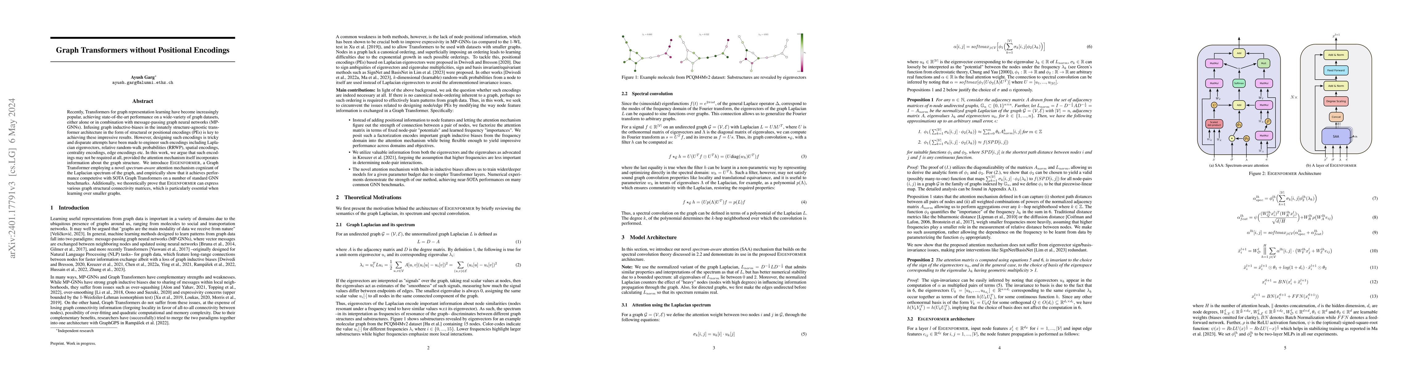 Thumbnail for Graph Transformers without Positional Encodings