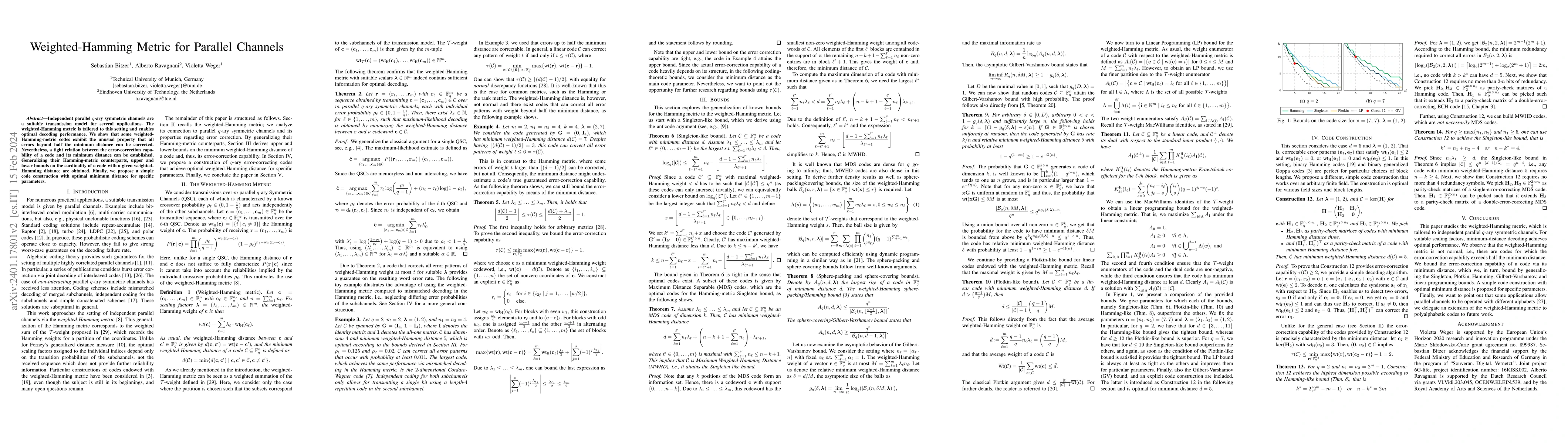 Thumbnail for Weighted-Hamming Metric for Parallel Channels