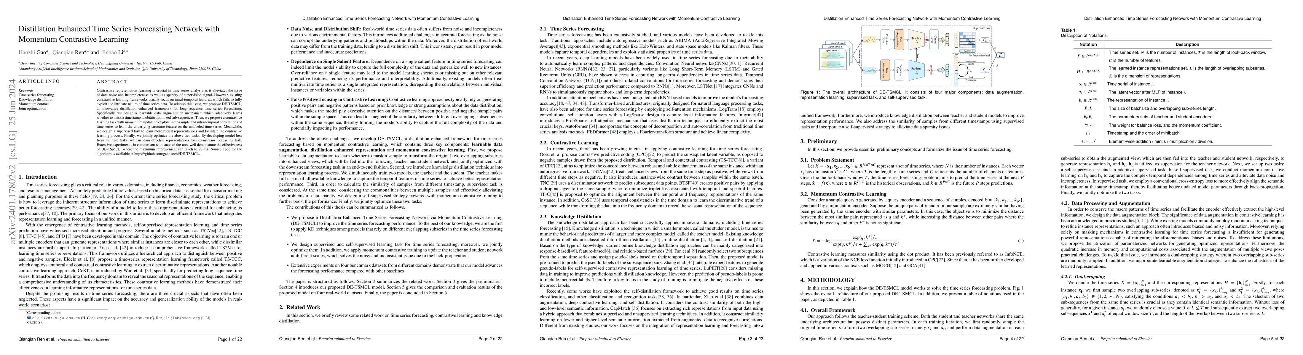 Thumbnail for Distillation Enhanced Time Series Forecasting Network with Momentum
  Contrastive Learning