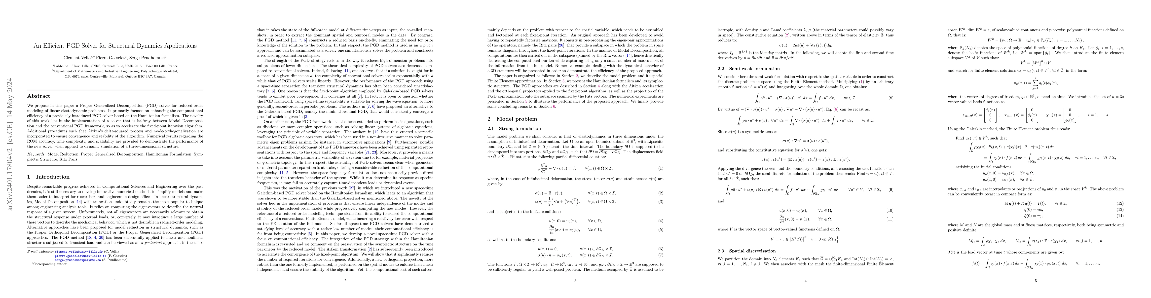 Thumbnail for An Efficient PGD Solver for Structural Dynamics Applications