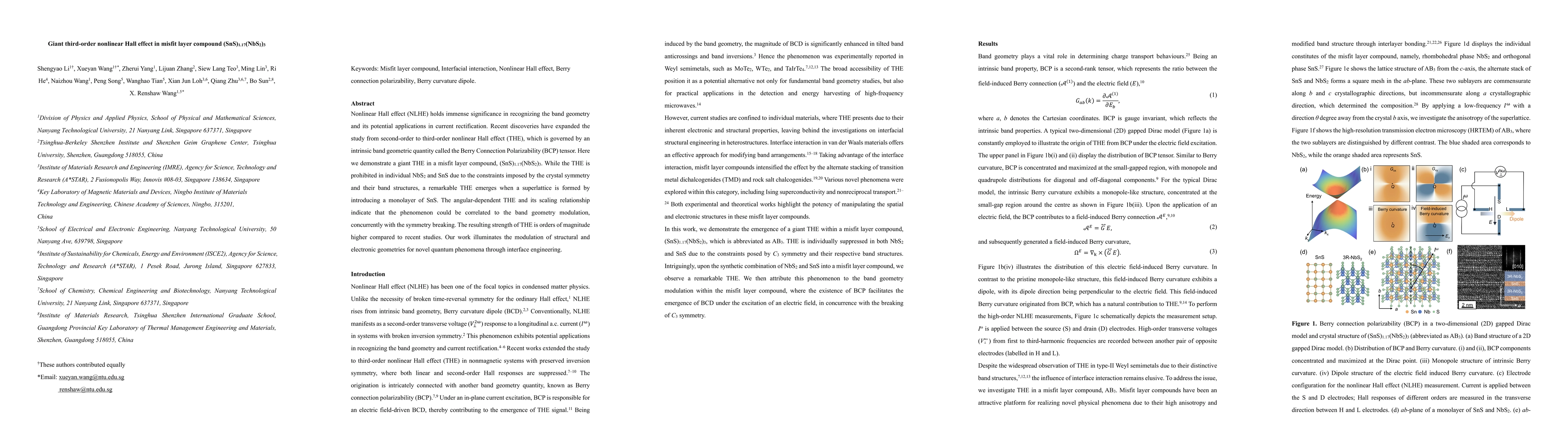 Thumbnail for Giant third-order nonlinear Hall effect in misfit layer compound
  (SnS)${1.17}$(NbS$_2$)$_3$