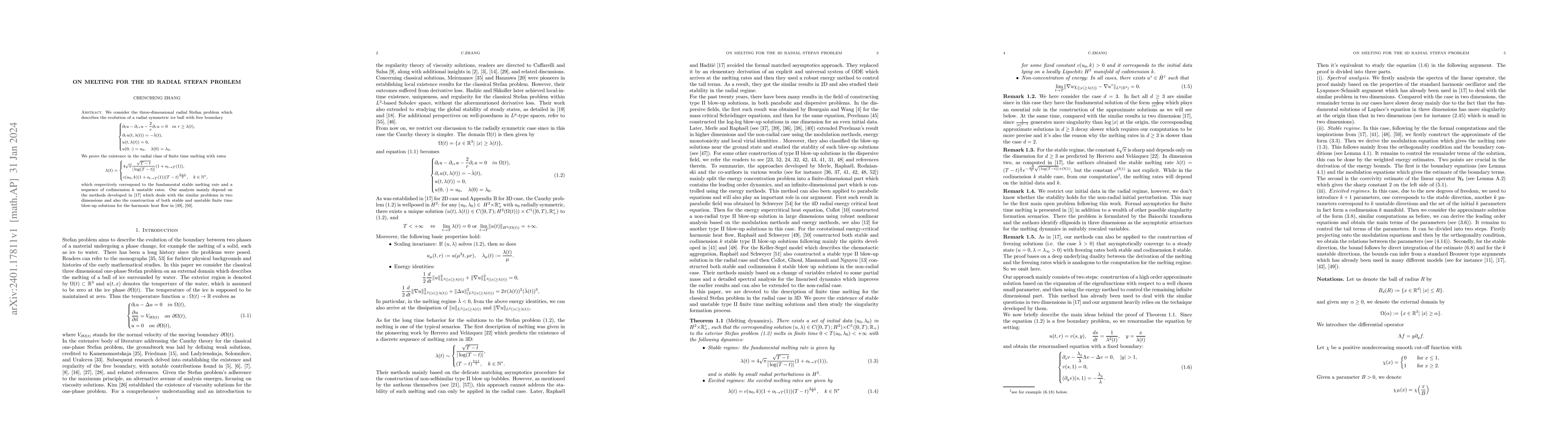 Thumbnail for On melting for the 3D radial Stefan problem