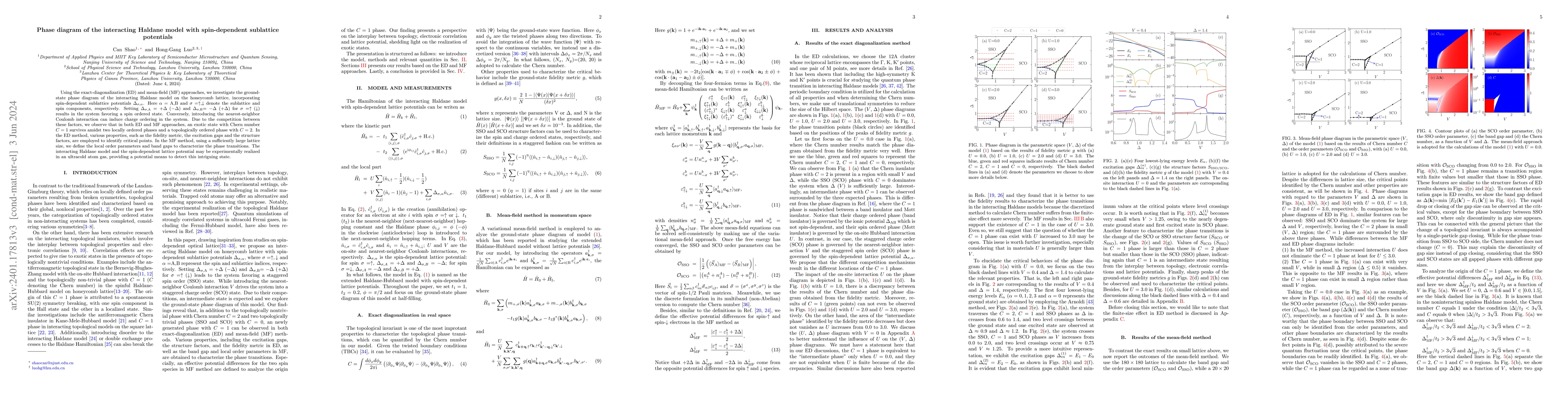 Thumbnail for Phase diagram of the interacting Haldane model with spin-dependent
  sublattice potentials