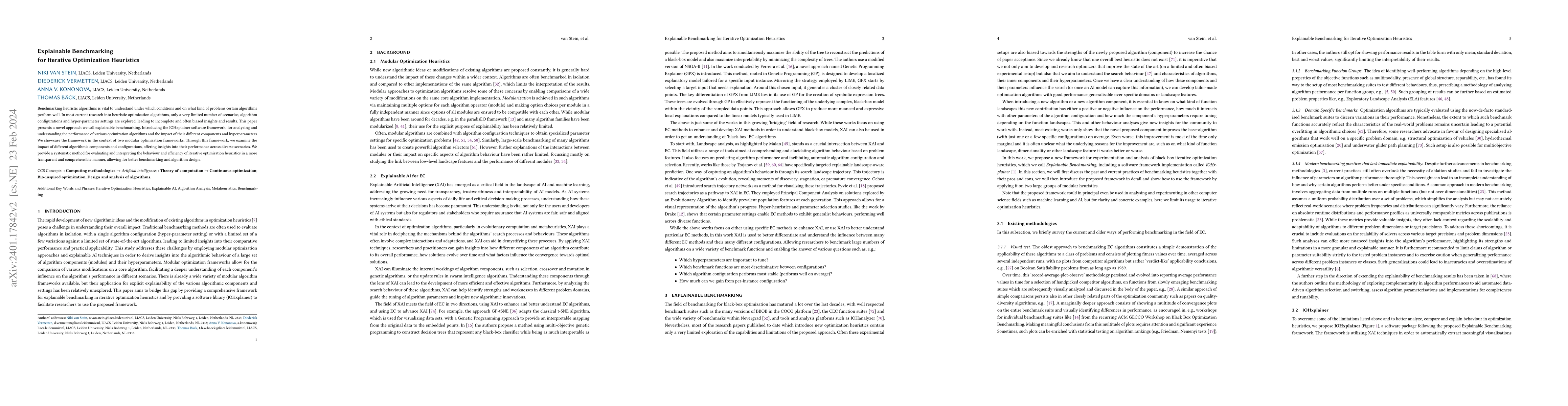 Thumbnail for Explainable Benchmarking for Iterative Optimization Heuristics