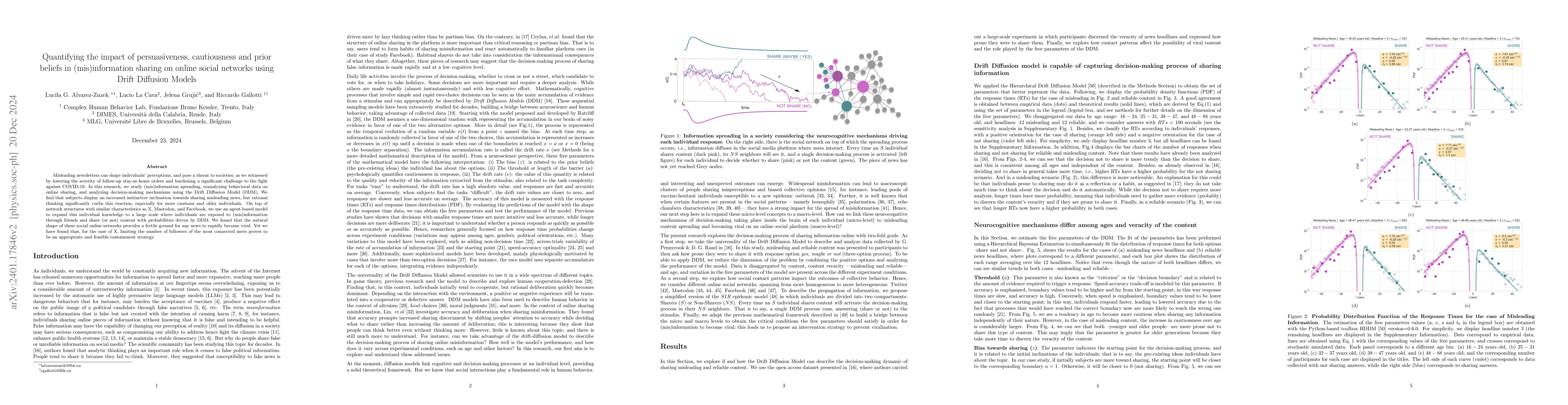 Thumbnail for Drift Diffusion Model to understand (mis)information sharing dynamic in
  complex networks