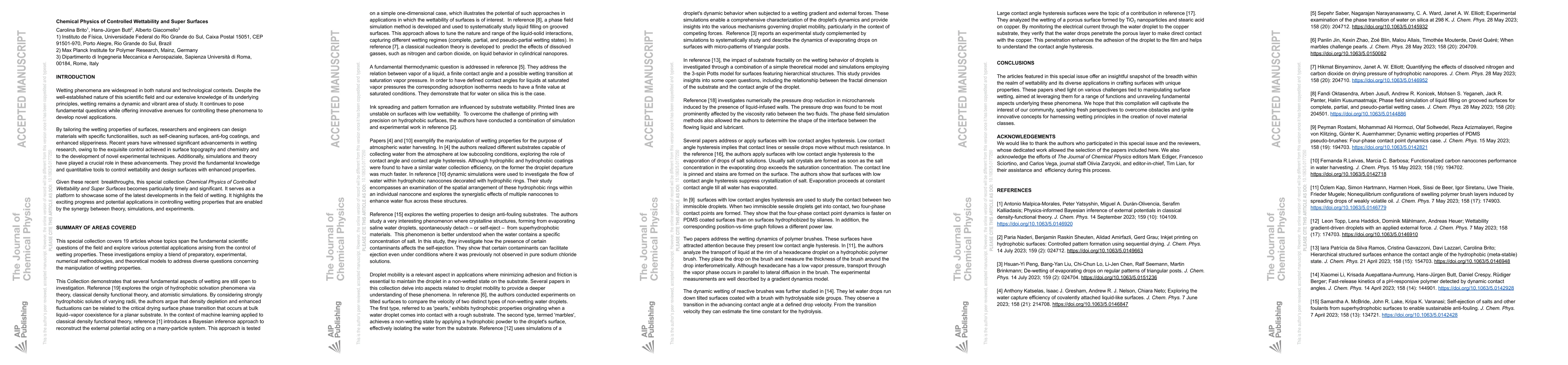Thumbnail for Chemical Physics of Controlled Wettability and Super Surfaces