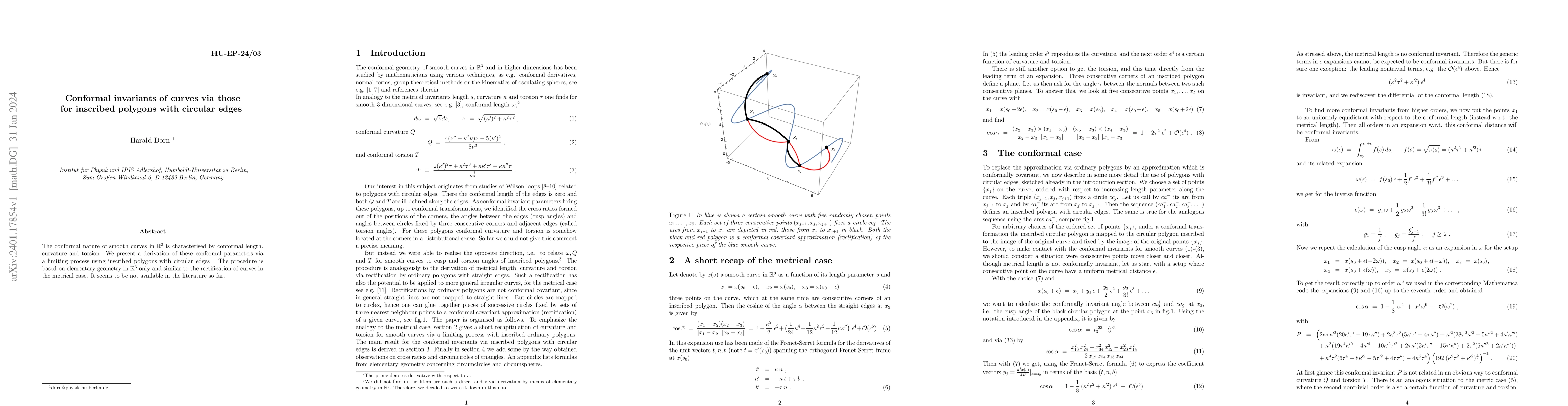 Thumbnail for Conformal invariants of curves via those for inscribed polygons with
  circular edges