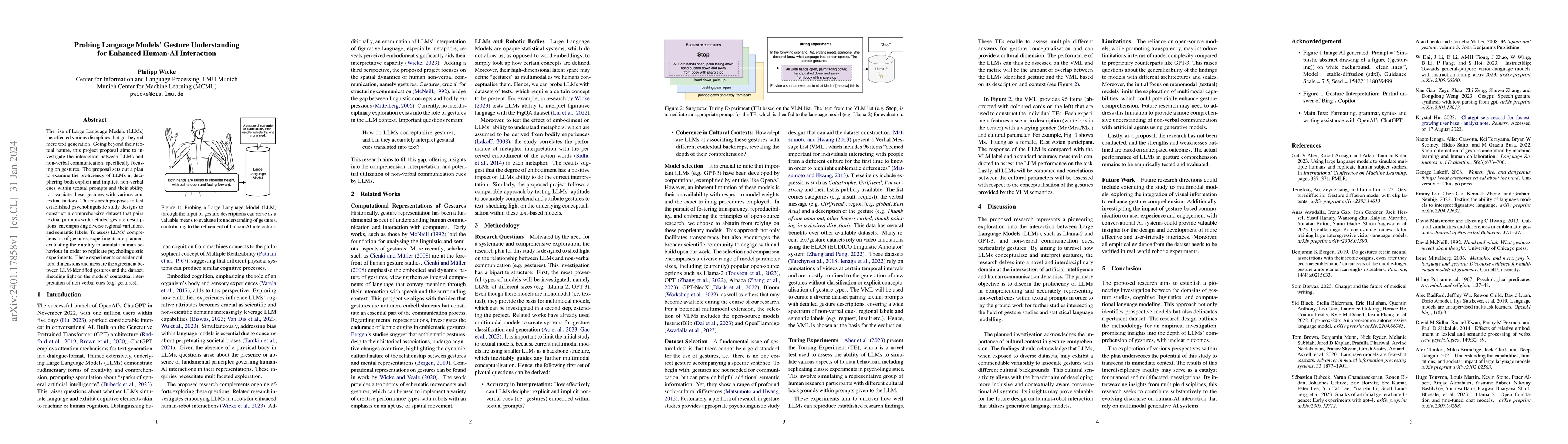 Thumbnail for Probing Language Models' Gesture Understanding for Enhanced Human-AI
  Interaction