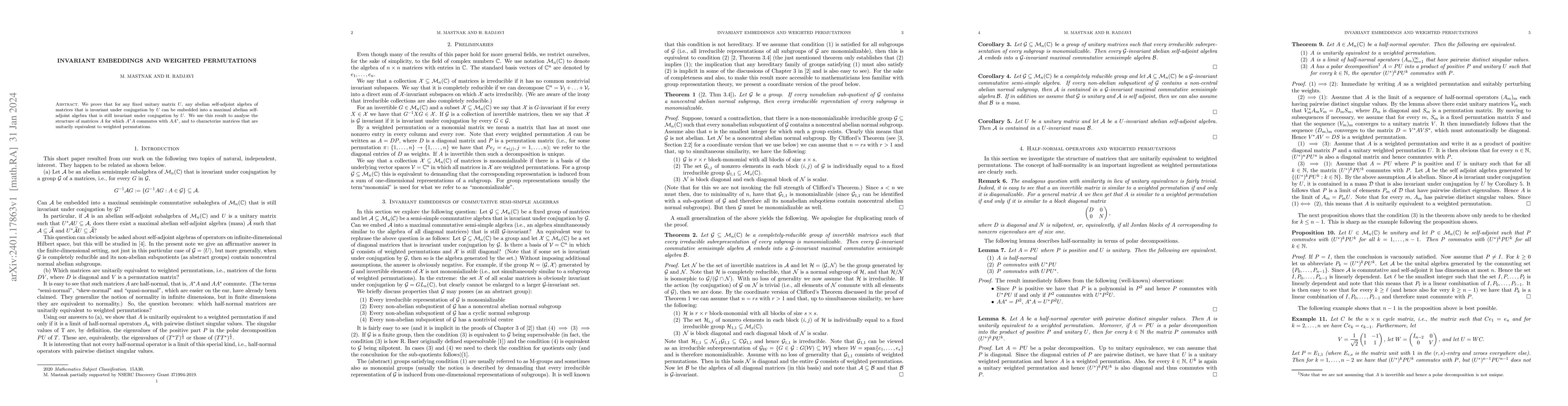 Thumbnail for Invariant embeddings and weighted permutations