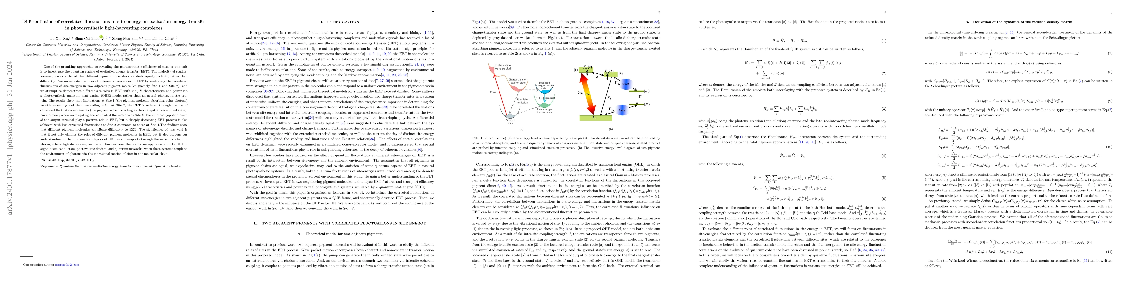 Thumbnail for Differentiation of correlated fluctuations in site energy on excitation
  energy transfer in photosynthetic light-harvesting complexes