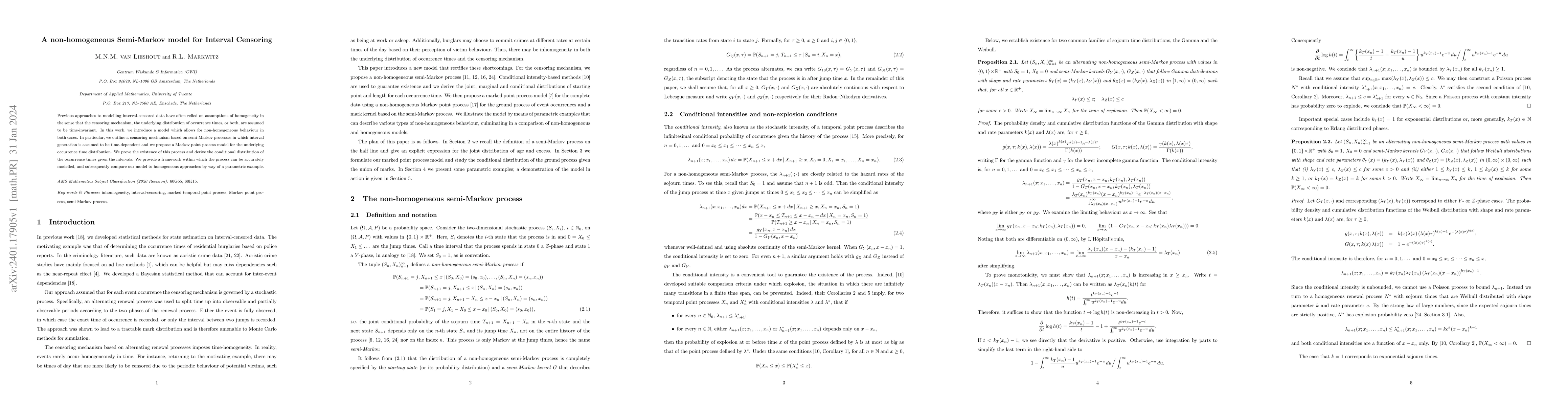 Thumbnail for A non-homogeneous Semi-Markov model for Interval Censoring