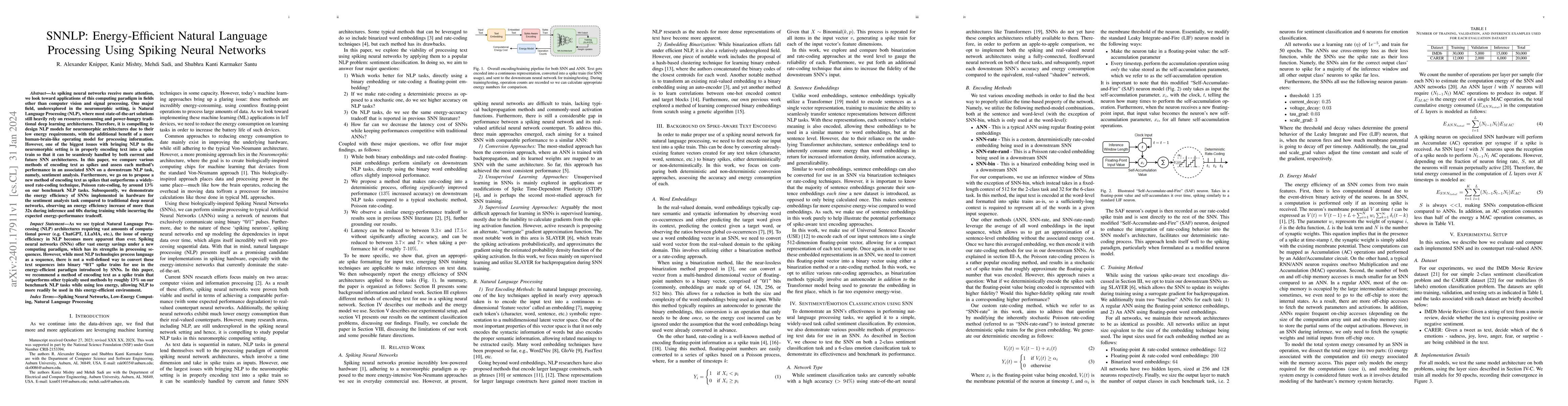 Thumbnail for SNNLP: Energy-Efficient Natural Language Processing Using Spiking Neural
  Networks