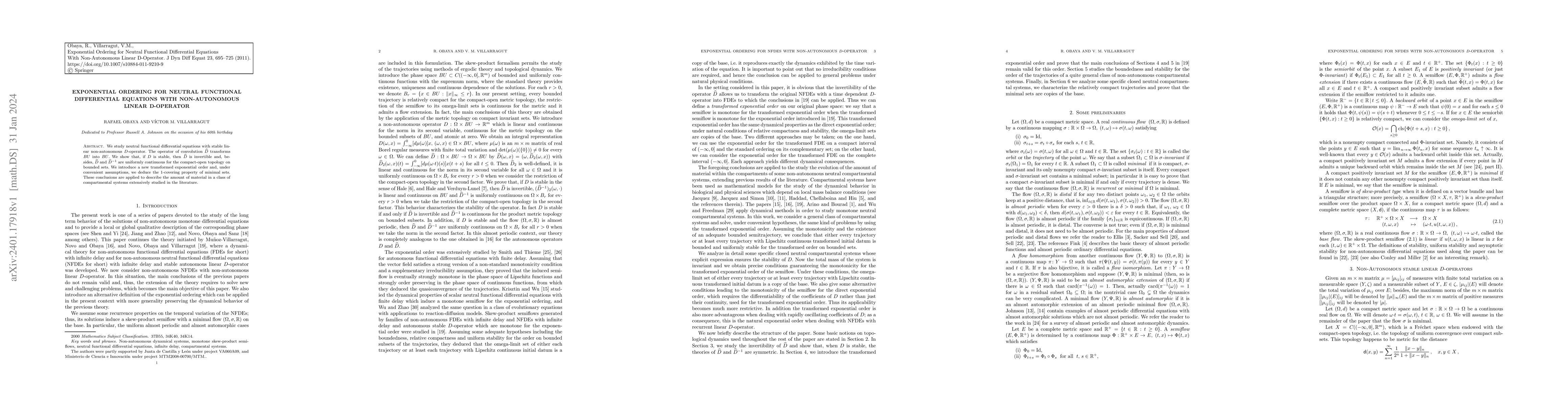 Thumbnail for Exponential Ordering for Neutral Functional Differential Equations With
  Non-Autonomous Linear D-Operator