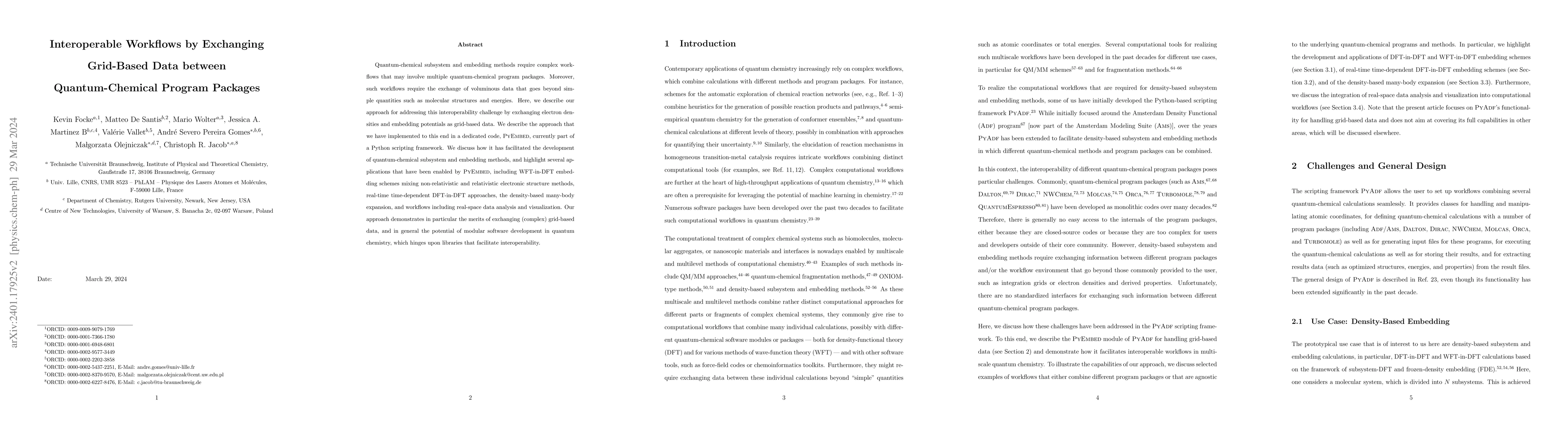 Thumbnail for Interoperable Workflows by Exchanging Grid-Based Data between
  Quantum-Chemical Program Packages