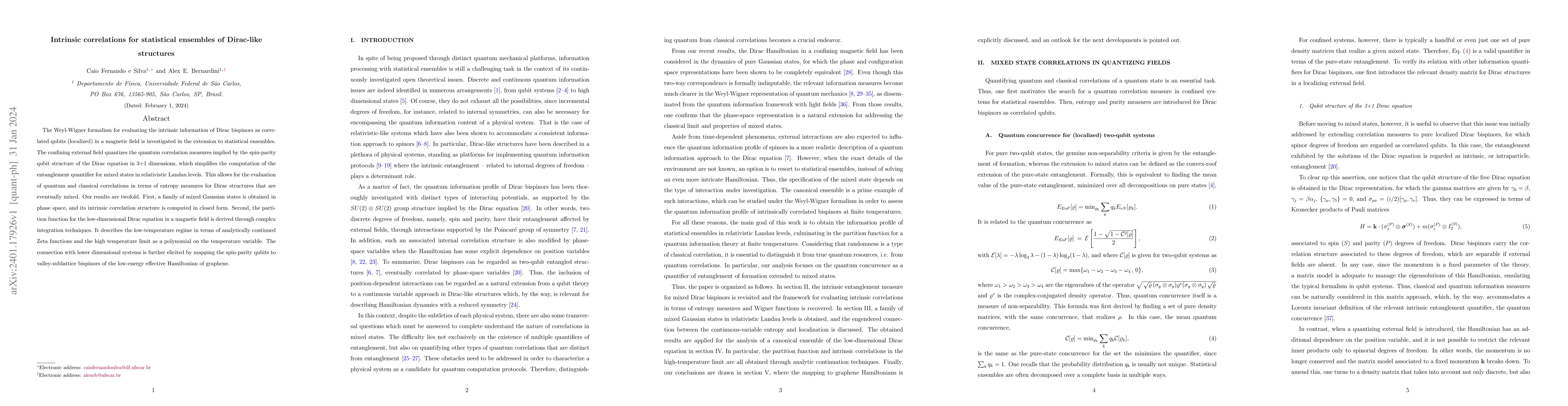 Thumbnail for Intrinsic correlations for statistical ensembles of Dirac-like
  structures