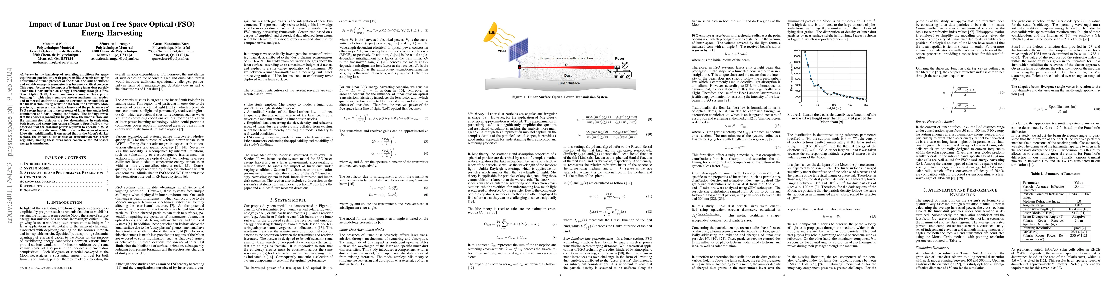 Thumbnail for Impact of Lunar Dust on Free Space Optical (FSO) Energy Harvesting