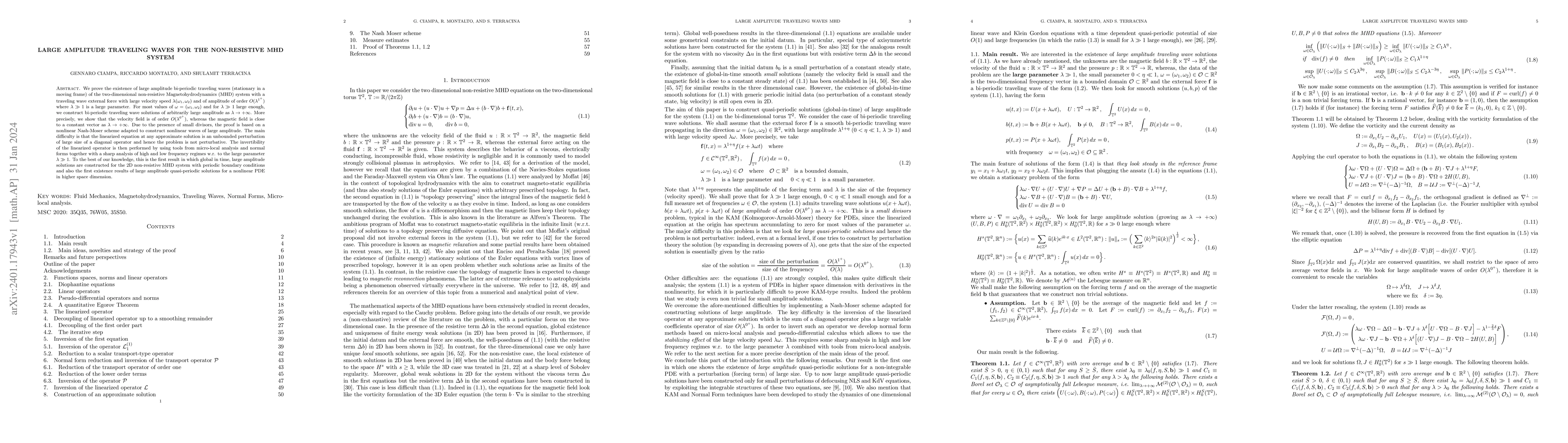 Thumbnail for Large amplitude traveling waves for the non-resistive MHD system