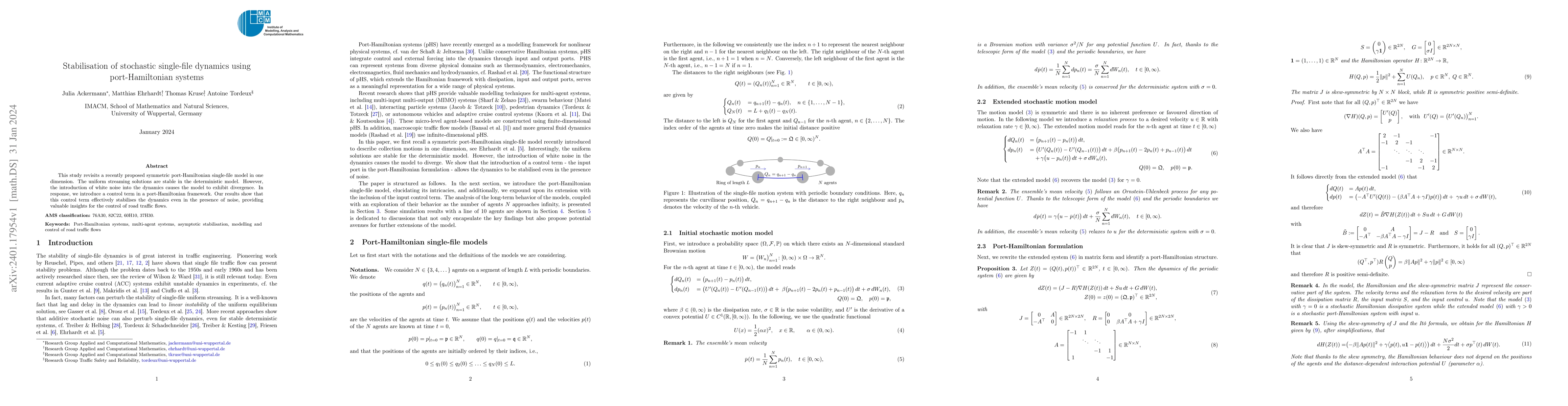 Thumbnail for Stabilisation of stochastic single-file dynamics using port-Hamiltonian
  systems