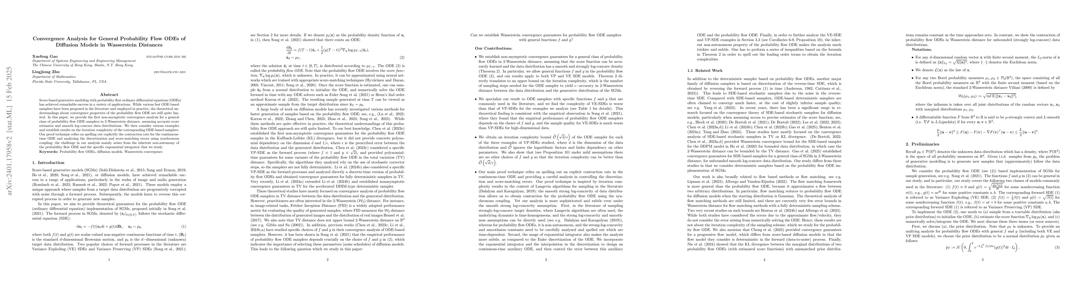 Thumbnail for Convergence Analysis for General Probability Flow ODEs of Diffusion
  Models in Wasserstein Distances
