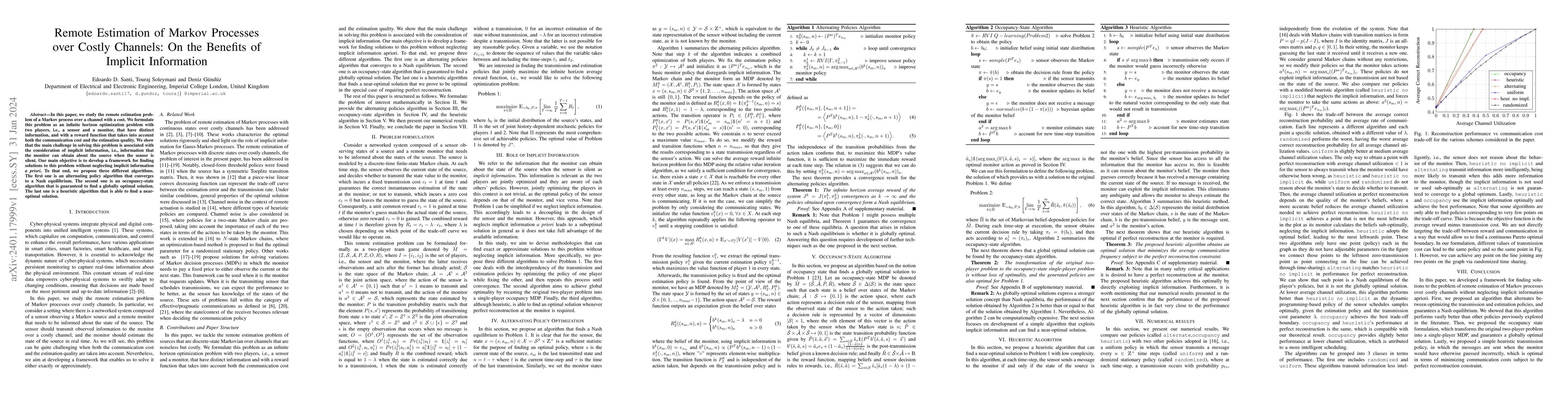Thumbnail for Remote Estimation of Markov Processes over Costly Channels: On the
  Benefits of Implicit Information