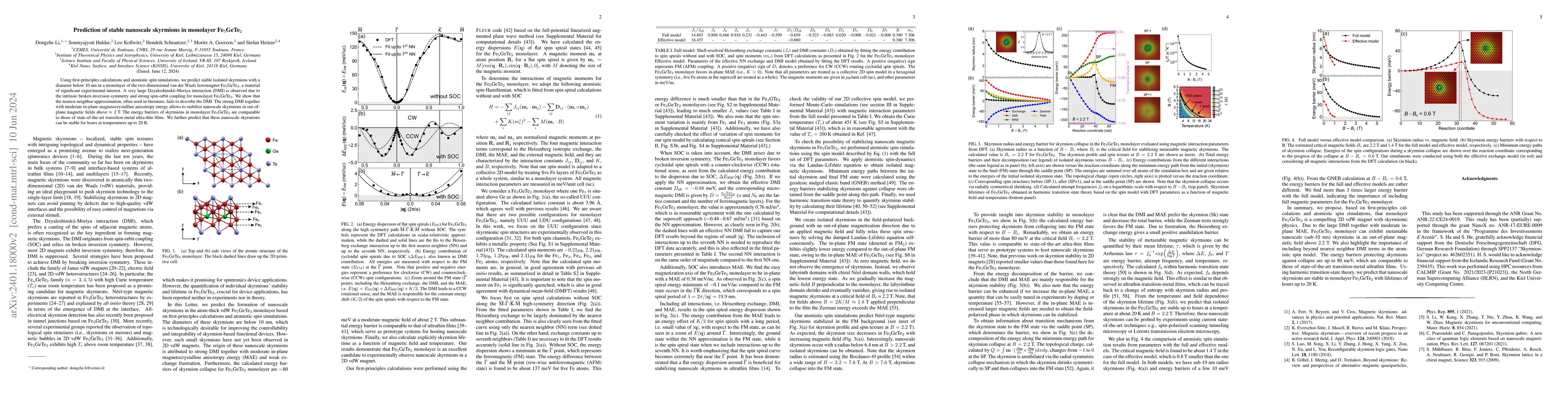 Thumbnail for Prediction of stable nanoscale skyrmions in monolayer Fe$_5$GeTe$_2$