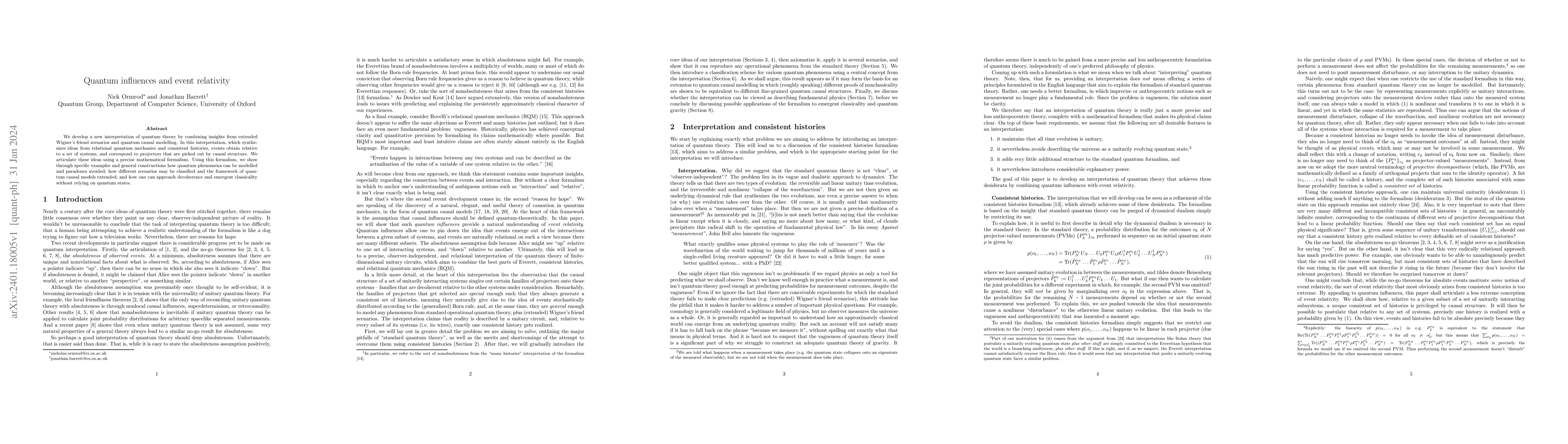 Thumbnail for Quantum influences and event relativity
