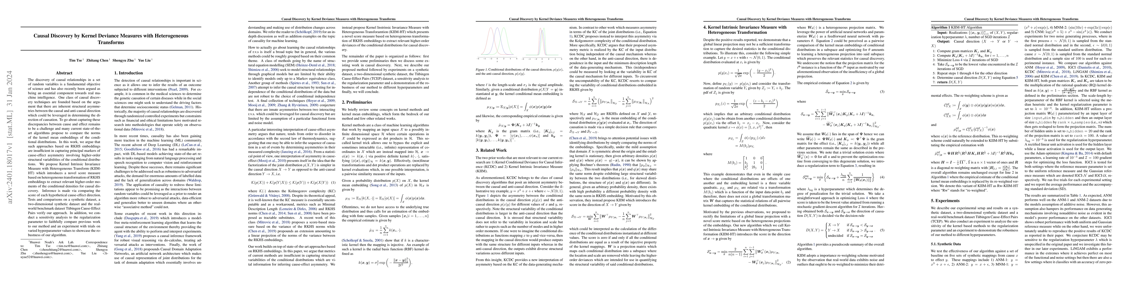 Thumbnail for Causal Discovery by Kernel Deviance Measures with Heterogeneous
  Transforms