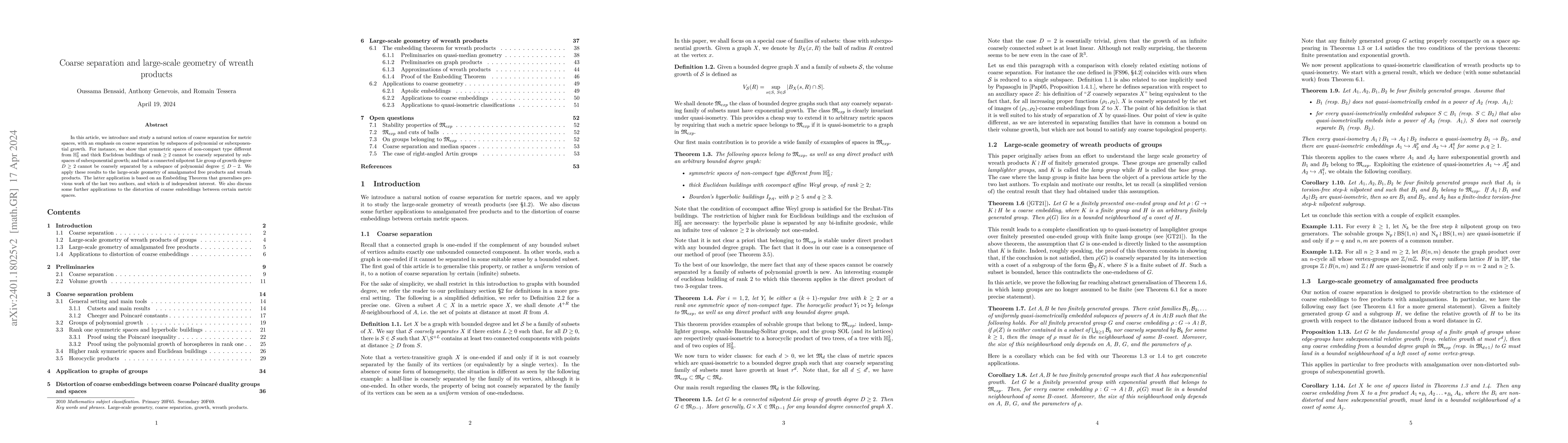 Thumbnail for Coarse separation and large-scale geometry of wreath products