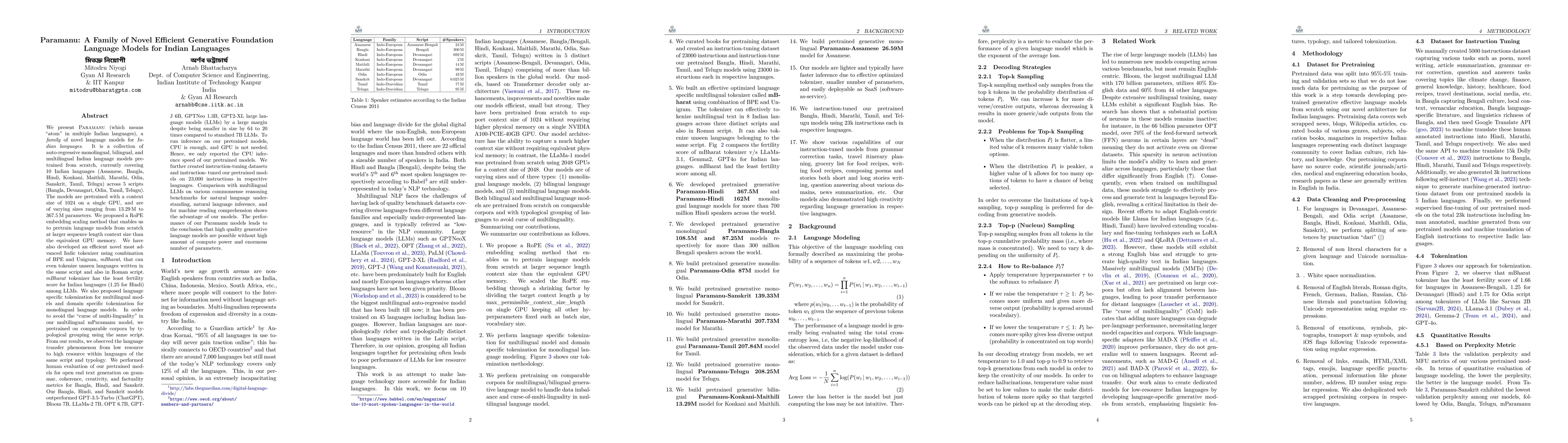 Thumbnail for Paramanu: A Family of Novel Efficient Indic Generative Foundation
  Language Models