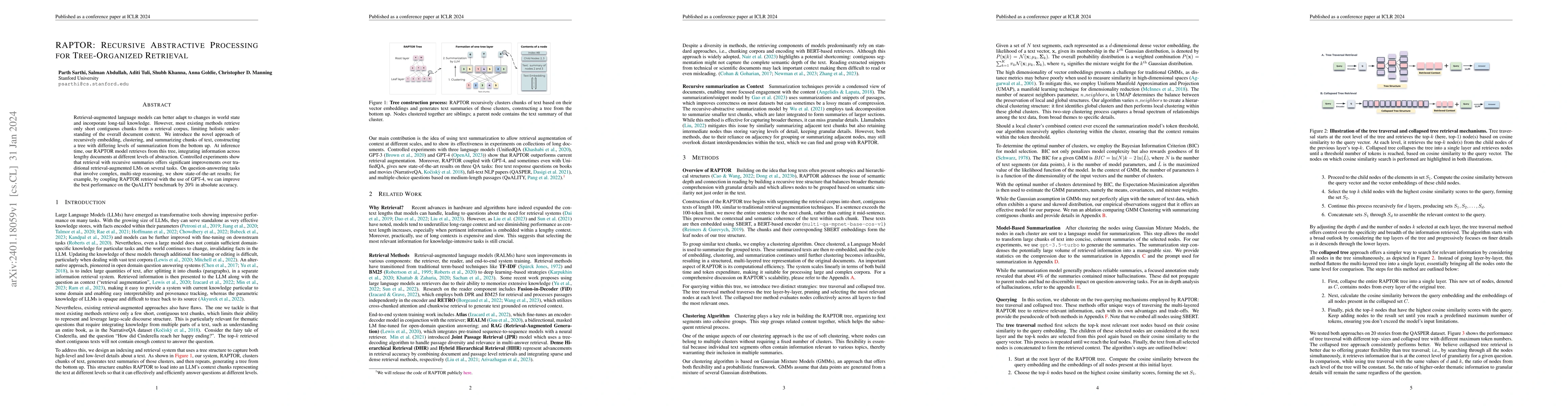 Thumbnail for RAPTOR: Recursive Abstractive Processing for Tree-Organized Retrieval