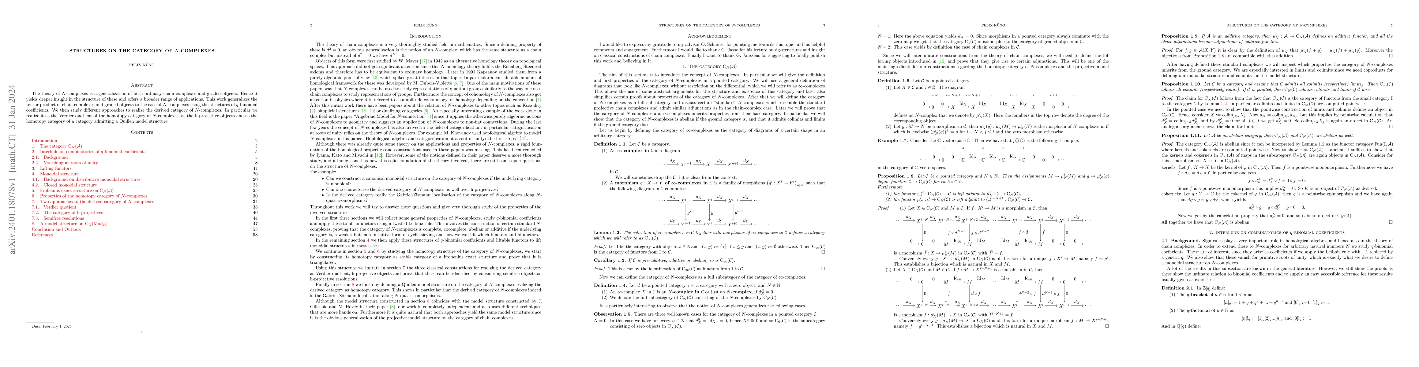 Thumbnail for Structures on the Category of N-Complexes
