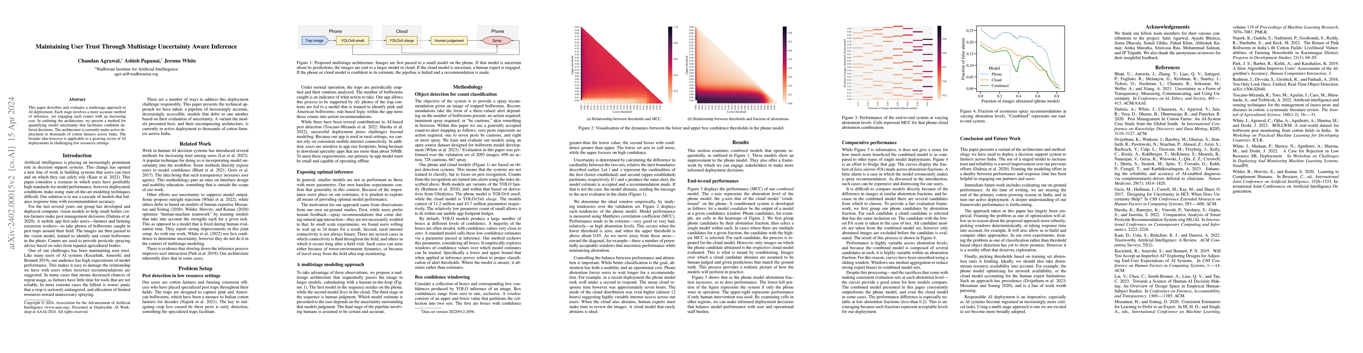 Thumbnail for Maintaining User Trust Through Multistage Uncertainty Aware Inference