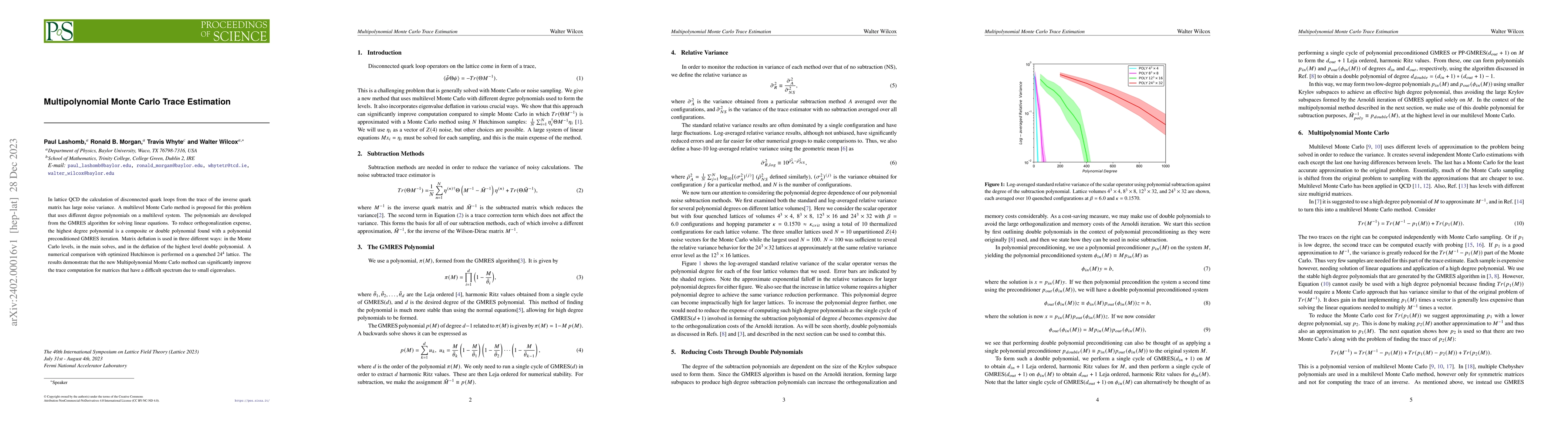 Thumbnail for Multipolynomial Monte Carlo Trace Estimation