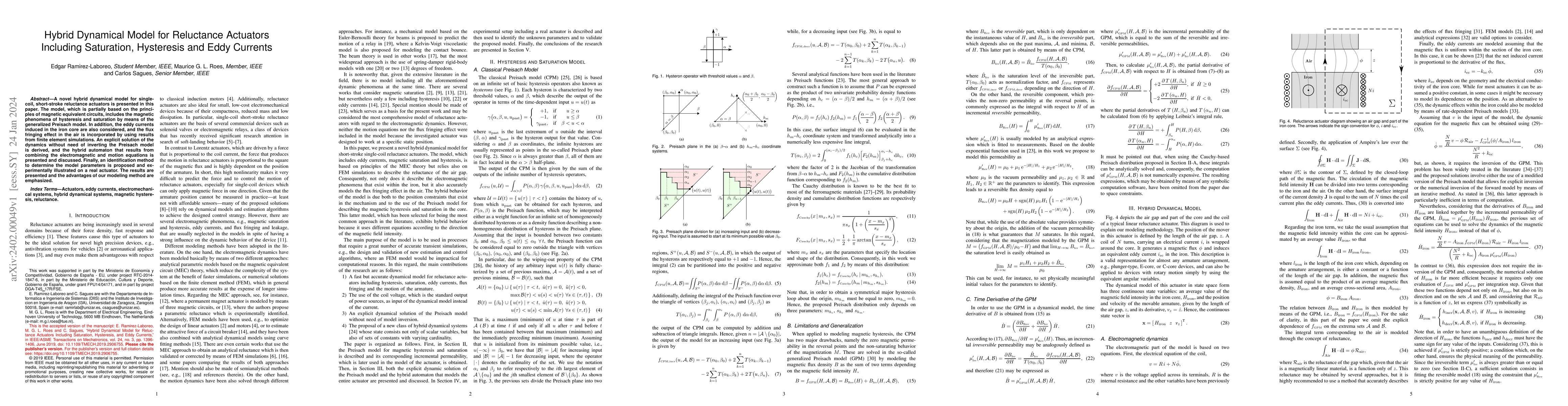 Thumbnail for Hybrid Dynamical Model for Reluctance Actuators Including Saturation,
  Hysteresis and Eddy Currents